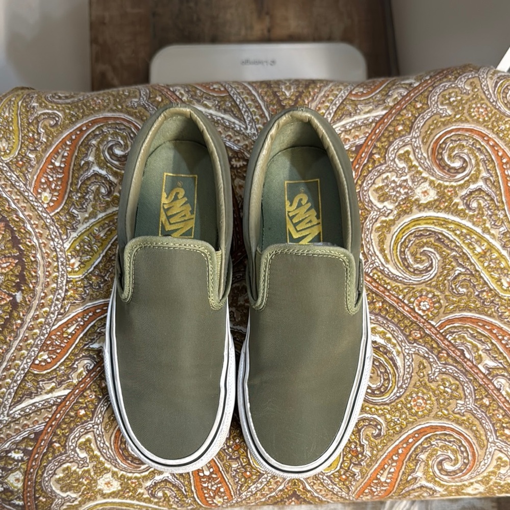 Vans Olive Green Slip-On Shoes